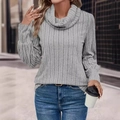 Damen Strickpullover in Grau mit Rollkragen und vertikaler Rippenstruktur für Herbst - S / Grau