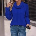 Königsblauer Rollkragenpullover mit Rippenmuster und Laternenärmeln für Damen - S / Blau