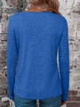 Relaxed fit women's V-neck long sleeve top in royal blue, back view against a brick wall - S / Sapphire Blue
