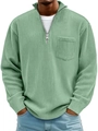 Sudadera de hombre verde claro en punto acanalado con media cremallera y bolsillo - S / verde claro
