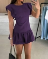 Paarse mouwloze mini-jurk met schoudervullingen en rucheszoom voor dames - S / Paars