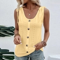 Women's summer yellow sleeveless tank top with shoulder ties and button-down front detail - 3XL / Tops / Yellow