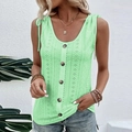 Green knit tank top for women featuring U-neck with buttons and adjustable tie shoulders - 3XL / Tops / Fluorescent Green