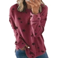 Burgundy oversized long sleeve sweatshirt with black star print and side slits - Burgundy