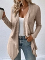 Gilet en maille abricot pour femme avec texture côtelée et manches longues - S / Kaki