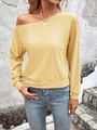 Haut jaune clair à épaules dénudées avec broderie ajourée et taille élastique - Jaune