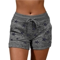 Short de sport femme gris chiné avec imprimé étoiles et taille à cordon serrage - S / Bas / Style Étoile Gris Foncé
