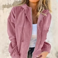Damen Cordjacke mit Kapuze in Altrosa, Metallreißverschluss und lockere Passform - S / Rosa