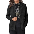 Dunkelgraue Damen-Strickjacke mit Knöpfen, praktischen Taschen und klassischem Revers - S / Schwarz