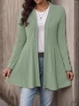 Sage green ribbed knit cardigan with draped umbrella hem and longline fit detail - S / Light Green