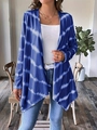 Dames vest met lange mouwen en casual blauw-wit tie-dye streeppatroon ontwerp - S / Marineblauw