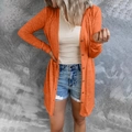 Women's orange long sleeve button-up cardigan with lightweight knitted fabric and solid color - S / Orange Red