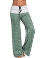 Detail of high waisted space-dye yoga pants with white waistband and black drawstring - Green