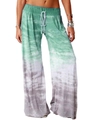 Dettaglio dei pantaloni yoga larghi con sfumatura verde, tie-dye e coulisse bianca - Verde