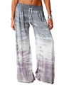 Women's gradient tie-dye wide-leg yoga pants with drawstring waist in purple and gray - S / Gray
