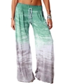Detail of loose yoga trousers featuring gradient tie-dye fabric and elastic drawstring waist - S / Green
