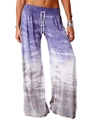 Women's high waist wide leg yoga pants with purple and grey gradient tie-dye pattern - Purple