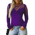 Close-up of women's purple top featuring diamond hollow-out cutouts and rhinestone details - Purple