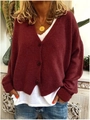 Details des burgunderroten Strick-Cardigans mit V-Ausschnitt und weicher Textur - Dunkelweinrot