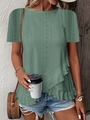 T-shirt vert Morandi à manches courtes avec détails en dentelle et ourlet volanté - Vert