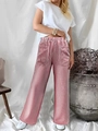 Pantalon large décontracté pour femme à rayures verticales rouges et blanches avec poches - S / Rose