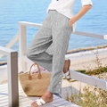 Pantaloni a gamba larga a righe bianche e nere con bottoni decorativi sull'orlo - S / Nero