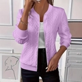 Giacca cardigan lilla in maglia a trecce aderente con maniche lunghe e zip - S / Viola