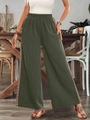 Pantalon large à taille haute pour femme vert armée avec bandes ethniques - S / Vert Militaire