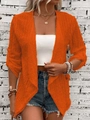 Leuchtend orangefarbene Häkelstrickjacke mit langen Ärmeln und offenem Lochmuster-Design - S / Orangerot