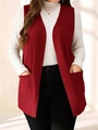 Détail d'un gilet sans manches bordeaux pour femme avec de grandes poches plaquées devant - S / Bordeaux