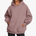 Dusty rose oversized hoodie with drop shoulders and large front kangaroo pocket - Dark Peach