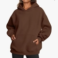 Minimalist oversized women's hoodie in dark brown coffee color with kangaroo pocket - Coffee