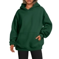 Oversized deep green hooded sweatshirt with drop shoulders and classic kangaroo pocket - Green