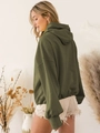 Oversized dark green hooded sweatshirt with ribbed cuffs and drop shoulder design - S / Army Green