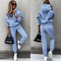 Women's light blue oversized long sleeve hoodie and matching jogger two-piece set - Blue