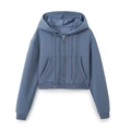 Felpa blu corta con zip, polsini e orlo a costine, realizzata in morbido misto cotone - XS / Top Blu Reale
