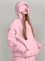 Detail of pink oversized hoodie with built-in eye mask and functional sleeve pocket - S / Tops / Pink
