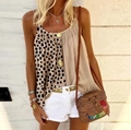 Detail of leopard print patchwork camisole with ruffles and summer vacation style - 3XL / Khaki