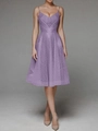 Détails de la robe violet clair à col en V avec motifs géométriques et sequins brillants - XS / Robes / Violet