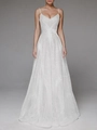 Robe longue blanche élégante sans manches avec col en V, sequins et motifs géométriques - XS / Blanc