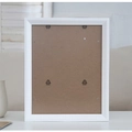 White wooden minimalist photo frame back view with clips and secure mounting brackets - White / Large