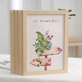 Set di cornici in legno naturale con stampe botaniche e scritte decorative art - 5 Pollici Sospeso (Legno Naturale) / Colore legno naturale