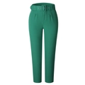 Pantalon taille haute vert émeraude à jambe large avec ceinture à boucle rectangulaire - S / Vert