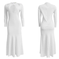 White long sleeve cut-out maxi dress with fishtail hem and bodycon fit detail - S / White