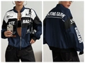 Veste de course color-block bleu marine et blanc avec imprimés graphiques sportifs - XXS / Hauts / Bleu Marine