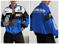 Veste de course bleue et noire avec imprimés Chicago et fermeture éclair pour femmes - Bleu