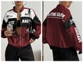 Veste de course vintage bordeaux et noire avec imprimés rétro et poignets élastiques - XXS / Hauts / Bordeaux