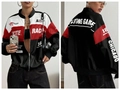 Veste de course avec blocs de couleurs noir blanc rouge et imprimés graphiques - XXS / Hauts / Noir