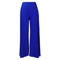 Dettaglio dei pantaloni plissettati blu reale a vita alta con trama a fisarmonica - S / Blu Reale
