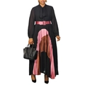 Details zum eleganten Plissee-Rock mit Color-Block und Schleifenausschnitt am Maxikleid - S / Schwarz Patchwork